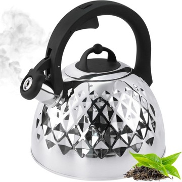 Czajnik z gwizdkiem INDUKCJA GAZ stal połysk 2,5 L