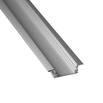 Zestaw PROFIL ALUMINIOWY srebrny wpuszczany slim eko do taśm LED 2m + KLOSZ