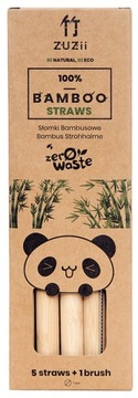 SŁOMKI BAMBUSOWE FREZOWANE DUŻE SMOOTHIE 5 + 1 (10827)