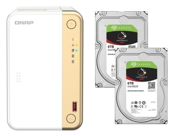 Serwer QNAP TS-262-4G + 2x 6TB Seagate IronWolf