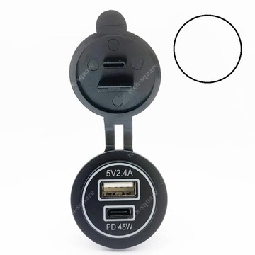 Gniazdo montażowe USB QC 3.0 + USB C PD 45W 12-24V