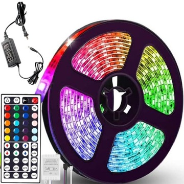 НАБОР САМОКЛЕЯЩИХСЯ ВОДОНЕПРОНИЦАЕМЫХ СВЕТОДИОДНЫХ ПОЛОС ДИСТАНЦИОННОГО УПРАВЛЕНИЯ RGB ДЛИННОЙ 5М БЕЛЫЙ + ЦВЕТНОЙ