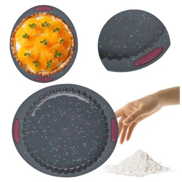 FORMA DO TARTY SILIKONOWA BLACHA Z USZTYWNIONYM RANTEM 27 CM DO PIECZENIA