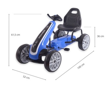 Детский педальный картинг, колеса EVA, ручник, Power Blue Milly Mally