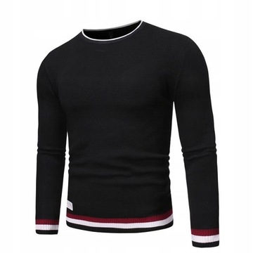 LEKKI MĘSKI SWETER W MODNE PASKI NA DOLE