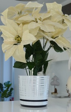 Цветочный горшок 12 БЕЛОЕ СЕРЕБРЯНОЕ зеркало НИТКА кухня