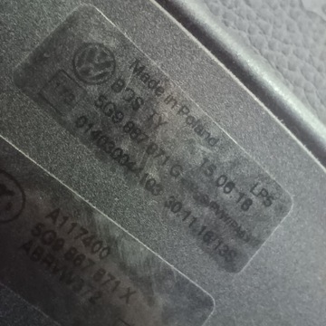 ROLETA KUFRU VW GOLF VII 7 KOMBI 5G9887871G