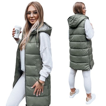 KAMIZELKA DAMSKA PIKOWANA Z KAPTUREM roz. XL