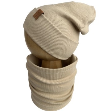 KOMPLET CZAPKA + KOMIN PRĄŻEK BAWEŁNA r. 48-52