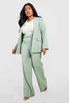 BOOHOO DAMSKIE ZIELONE DOPASOWANE SPODNIE MATERIAŁOWE PLUS SIZE 48