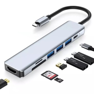 5w1 HUB TYP C USB HDMI Thunderbolt 3 CZYTNIK SD TF