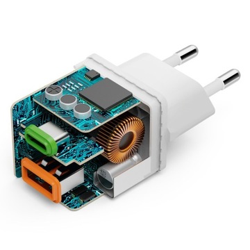 Hama ŁADOWARKA sieciowa MINI 30W szybkie ładowanie port USB-A USB-C biała