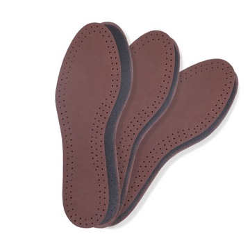 Męskie Skórzane wkładki do butów - Leather Brown - 3 pary