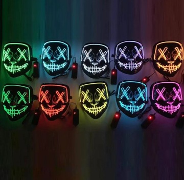 Светодиодная маска на Хэллоуин розового цвета - подарок