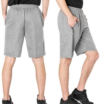 Spodenki męskie dresowe przed kolano rozm 3XL krótkie spodnie SZARE