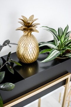 Czarna metalowa półka/nakładka na donicę loft