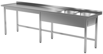 STÓŁ ROBOCZY STALOWY Z 2 ZLEWAMI 200x60