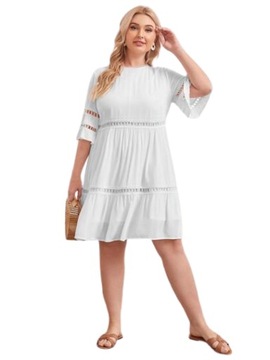 SHEIN PLUS SIZE SUKIENKA BIAŁA PROSTA BOHO 44 VUG