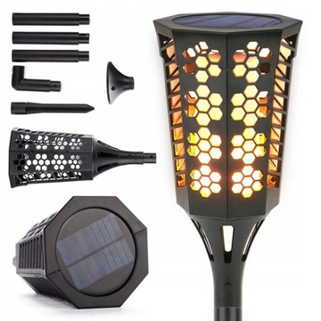 Lampa solarna 96 LED pochodnia efekt płomienia 3w1