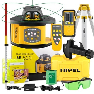 NIWELATOR LASEROWY NIVEL SYSTEM NL520G+ŁATA+STATYW