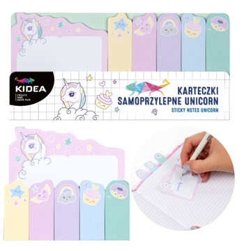 KIDEA KARTECZKI SAMOPRZYLEPNE INDEKSUJĄCE UNICORN JEDNOROŻEC