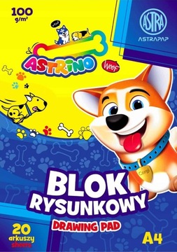 BLOK RYSUNKOWY A4 ASTRA 20 kartek biały 100g