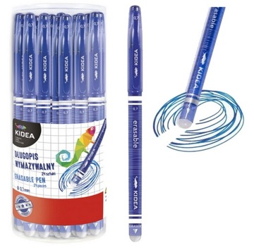Ручка шариковая KIDEA стираемая 0,7мм синяя с ластиком