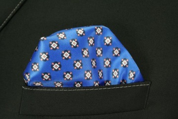 Темно-синий и синий нагрудный платок с геометрическим узором