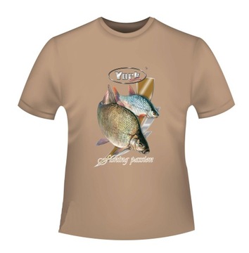 STYLOWA KOSZULKA T-SHIRT Z RYBĄ - BIAŁA RYBA-XL