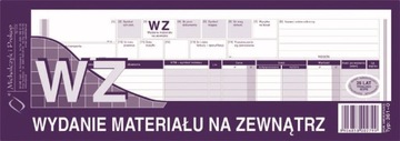 Druk WZ WYDANIE MATERIAŁU NA ZEWN 1/2 A4 typ 361-0