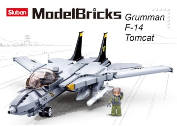 Кирпичи Самолет Grumman F-14 Tomcat ИСТРЕБИТЕЛЬ США ВОЕННЫЙ ПИЛОТ + 2 LEGO ОРУЖИЯ