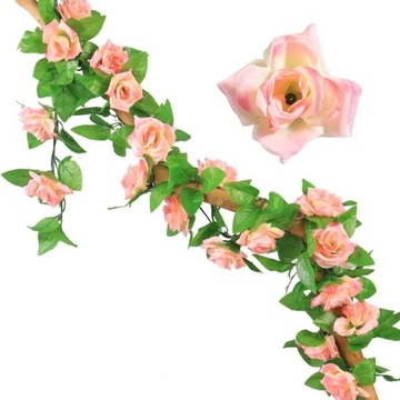 Girlanda Róża Pnąca Sztuczne Pnącze 2,3m Kwiat x 9