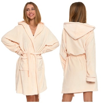 SZLAFROK DAMSKI CIEPŁY Z KAPTUREM MORAJ ROZM. M