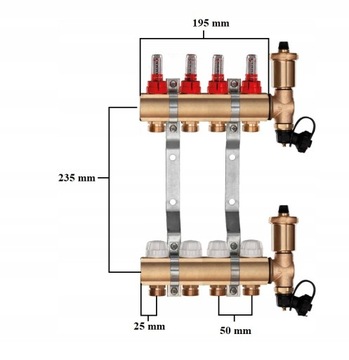 Напольный распределитель 4 + НАСОС WILO + СОЕДИНИТЕЛИ + КОРОБКА ДЛЯ СКРЫТОГО МОНТАЖА