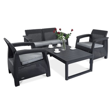 Zestaw MEBLI OGRODOWYCH komplet CORFU MAX 2 Graphite