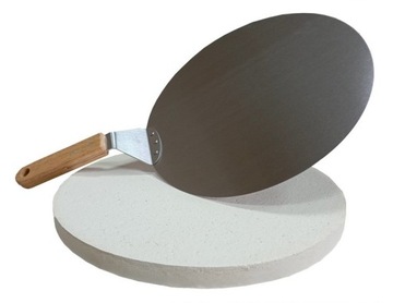 Kamień szamot 20mm okrągły do pizzy 35cm + łopatka