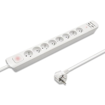 Противопомпажная полоса | 8 розеток | 2xUSB | 1|