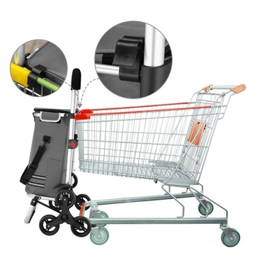 Тележка для покупок 3в1, сумка на колесах, складная транспортная тележка серая 56л