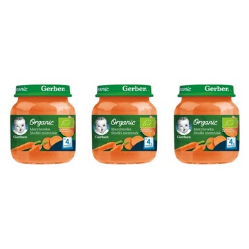 GERBER ORGANIC Obiadek Marchewka, słodki ziemniak po 4. miesiącu 3x125g