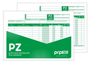 PZ A5 Przyjęcie materiału z zewnątrz 80 kartek