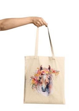 TORBA SHOPPER MATERIAŁOWA NA RAMIĘ PREZENT KONIE HORSE HOBBY KOŃ RÓŻN WZORY