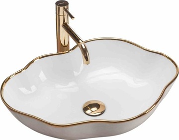 Umywalka Nablatowa Pearl Gold Edge Złoty Rant REA