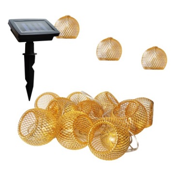 GIRLANDA Lampa Solarna LED ZŁOTE Metalowe Kulki