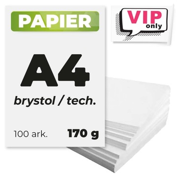 Papier techniczny brystol biały gruby 170g A4 100