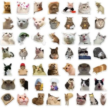 НАКЛЕЙКИ КОТЫ ИЗ МЕМОВ ВОДОНЕПРОНИЦАЕМАЯ СМЕСЬ НАКЛЕЙКИ ДЛЯ НОУТБУКА 50 шт.