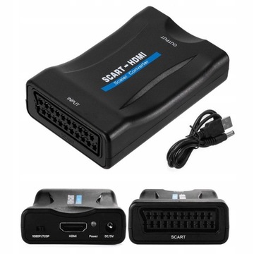 ADAPTER KONWERTER EURO ZŁĄCZE SCART do HDMI