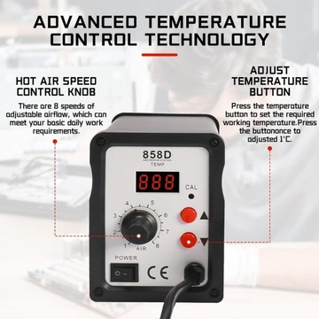 ЭНЕРГОПИСТОЛЕТ ТЕПЛОВАЯ ПИСТОЛА YAECCC 858D ПАЯЛЬНАЯ СТАНЦИЯ С 3 НАСАДКАМИ