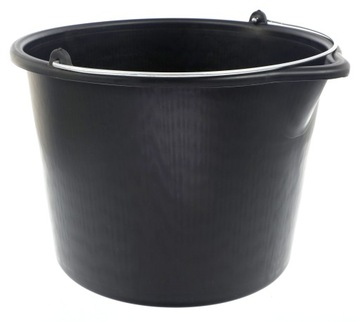 WIADRO BUDOWLANE GOSPODARCZE Z LEJKIEM CZARNE 12L