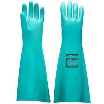 Długie rękawice chemiczne spożywcze nitryl 46cm PORTWEST A813 M