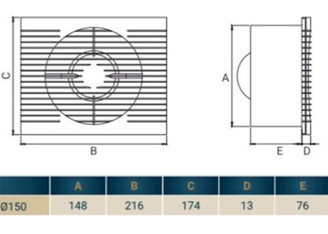 WENTYLATOR DOMOWY ŁAZIENKOWY STANDARD Fi 150